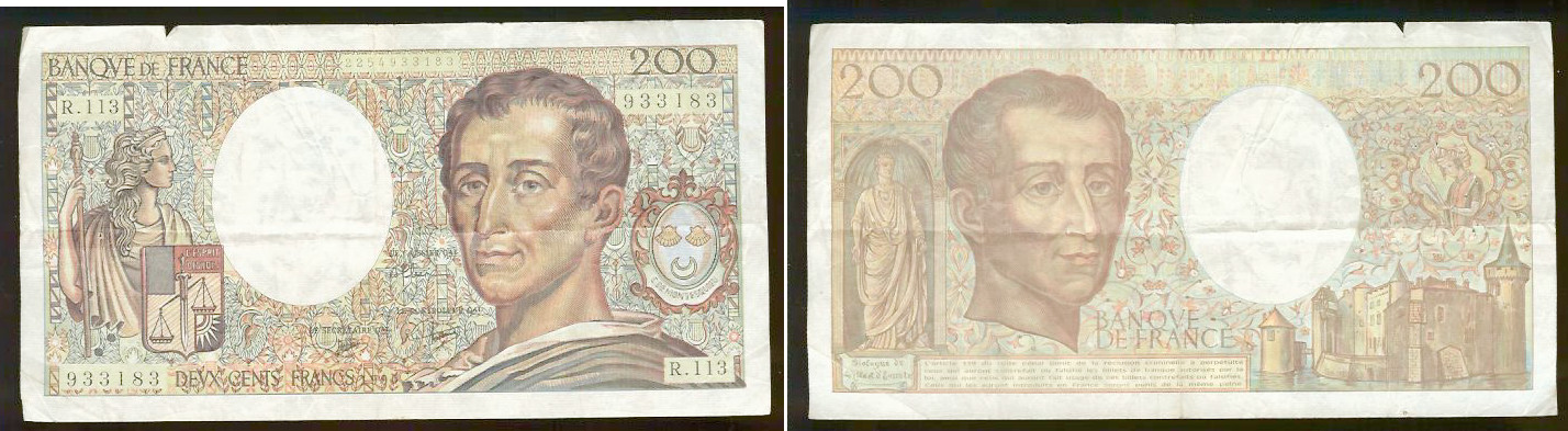 200 FRANCS MONTESQUIEU 1990 TTB